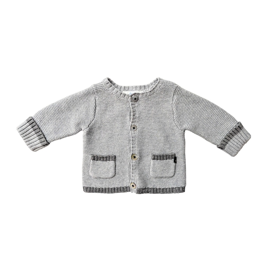 Jacadi Paris Gray Knit Cardigan Cotton Cashmere Sweater Pockets Baby Gift 1M